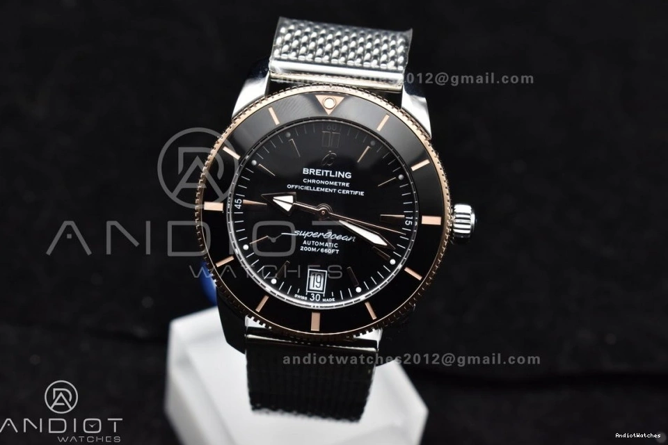 Durable 1173 A on II Dial Ceramic Black SS Black 42mm SuperOcean Bracelet BLSF Heritage Bezel Rubber RG and Bezel 0802